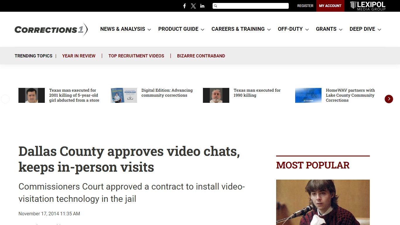Dallas County approves video chats, keeps in-person visits - Corrections1